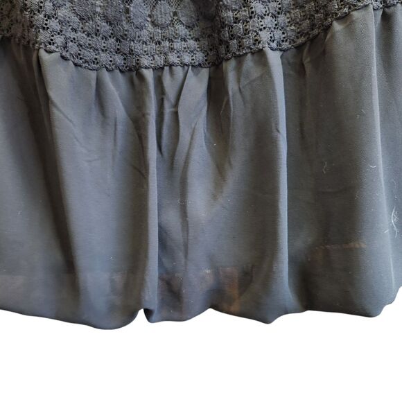 Melissa Paige Black Crochet Lace Chiffon Whimsigoth Boho Peasant Bubble Hem XLP - Picture 7 of 9